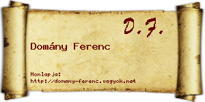 Domány Ferenc névjegykártya